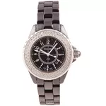 Женские изящные часы Chanel J12 Black Silver