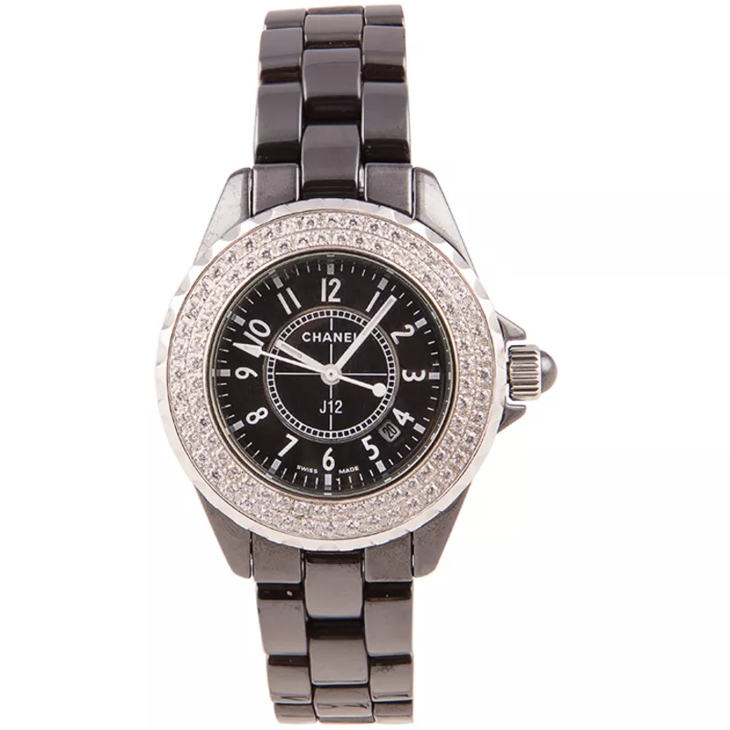 Женские изящные часы Chanel J12 Black Silver